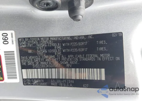 2019 Toyota Sienna L 7 Passenger из США, поврежденный, VIN 5TDZZ3DC2KS005851